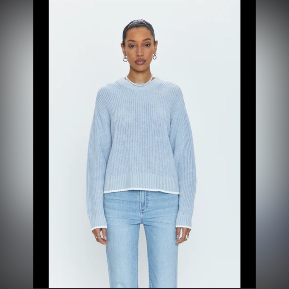 NWT Evereve Pistola Blue Ren All Day Crew Neck Sweater XS